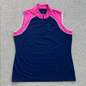 Pink and Blue Sleeveless Women's Golf Top